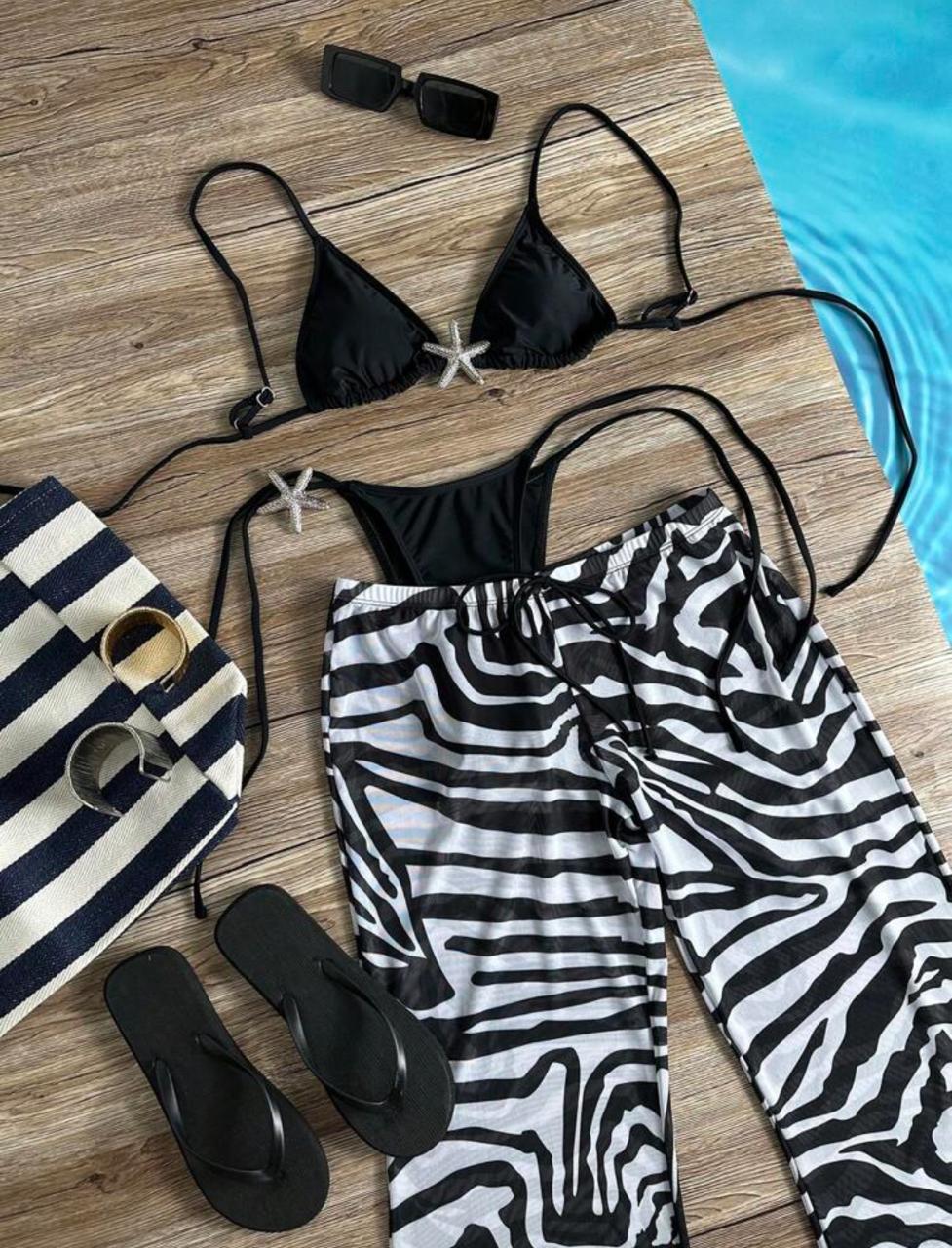 Set Bikini Black Star & Zebra (3 piezas)