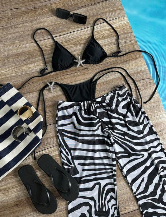 Set Bikini Black Star & Zebra (3 piezas)